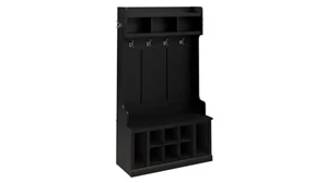 Coat Racks & Hall Trees Bush Furnishings 40in W Hall Tree and Shoe Storage Bench with Shelves