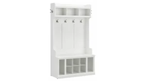 Coat Racks & Hall Trees Bush Furnishings 40in W Hall Tree and Shoe Storage Bench with Shelves