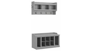 Coat Racks & Hall Trees Bush Furnishings 40in W Shoe Storage Bench with Shelves and Wall Mounted Coat Rack