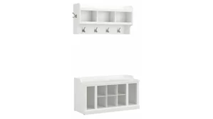 Coat Racks & Hall Trees Bush Furnishings 40in W Shoe Storage Bench with Shelves and Wall Mounted Coat Rack
