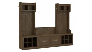 Benches Bush Furnishings Entryway Storage Set with Hall Trees and Shoe Bench with Doors