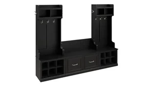 Benches Bush Furnishings Entryway Storage Set with Hall Trees and Shoe Bench with Doors