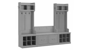 Benches Bush Furnishings Entryway Storage Set with Hall Trees and Shoe Bench with Doors