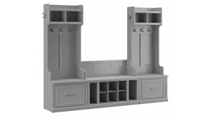 Benches Bush Furnishings Entryway Storage Set with Hall Trees and Shoe Bench with Drawers