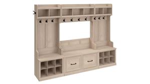 Benches Bush Full Entryway Storage Set with Coat Rack and Shoe Bench with Doors