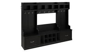 Benches Bush Furnishings Full Entryway Storage Set with Coat Rack and Shoe Bench with Drawers