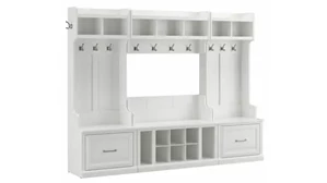 Benches Bush Furnishings Full Entryway Storage Set with Coat Rack and Shoe Bench with Drawers