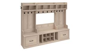 Benches Bush Furniture Full Entryway Storage Set with Coat Rack and Shoe Bench with Drawers