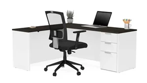 L Shaped Single Pedestal Desks Bestar L-Shaped Desk