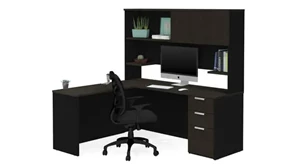 L Shaped Desks with Hutch Bestar L-Shaped Desk with Hutch