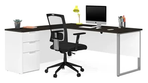 L Shaped Desks Bestar L-Shaped Desk with Metal Legs