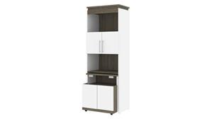 Compact Desks Bestar Office Furniture 30in W Shelving Unit with Fold-Out Desk
