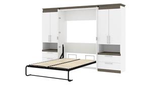 Murphy Beds - Full Bestar Office Furniture 118in W Full Murphy Bed and 2 Storage Cabinets with Pull-Out Shelves