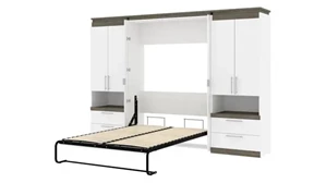 Murphy Beds - Full Bestar Office Furniture 118in W Full Murphy Bed and 2 Storage Cabinets with Pull-Out Shelves