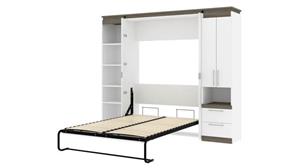Murphy Beds - Full Bestar Office Furniture 98in W Full Murphy Bed with Narrow Storage Solutions