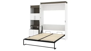 Murphy Beds - Queen Bestar Office Furniture 94in W Queen Murphy Bed and Shelving Unit with Fold-Out Desk