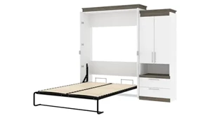 Murphy Beds - Queen Bestar Office Furniture 94in W Queen Murphy Bed and Storage Cabinet with Pull-Out Shelf