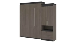 Murphy Beds - Queen Bestar Office Furniture 94in W Queen Murphy Bed and Storage Cabinet with Pull-Out Shelf