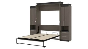 Murphy Beds - Queen Bestar Office Furniture 104in W Queen Murphy Bed and 2 Storage Cabinets with Pull-Out Shelves
