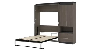 Murphy Beds - Full Bestar Office Furniture 88in W Full Murphy Bed and Storage Cabinet with Pull-Out Shelf
