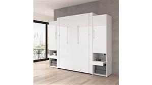 Murphy Beds - Queen Bestar Office Furniture Queen Murphy Bed and Storage Cabinets with Pull-Out Shelf (107in W)