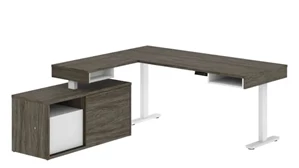 Standing Desks - Electronically Adjustable Bestar Height Adjustable L-Desk