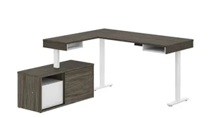 Standing Desks - Electronically Adjustable Bestar Height Adjustable L-Desk
