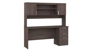 Computer Desks Bestar 65in W Computer Desk with Hutch