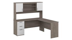 L Shaped Desks Bestar 65in W L-Shaped Desk with Hutch
