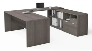 U Shaped Single Pedestal Desks Bestar 72in W U-Shaped Executive Desk with 2 Drawers