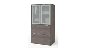 Lateral File Cabinets Bestar 30in W Lateral File Cabinet with Frosted Glass Doors Hutch