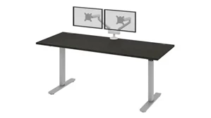 Standing Desks - Electronically Adjustable Bestar Office Furniture 6ft W x 30” D  Standing Desk with Dual Monitor Arm