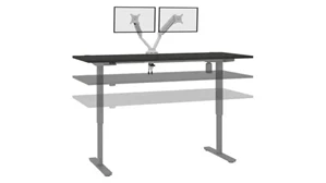 Standing Desks - Electronically Adjustable Bestar Office Furniture 6ft W x 30” D  Standing Desk with Dual Monitor Arm