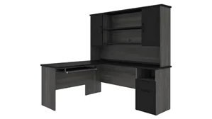 L Shaped Desks with Hutch Bestar 72in W L-Shaped Desk with Hutch