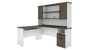 L Shaped Desks with Hutch Bestar 72in W L-Shaped Desk with Hutch