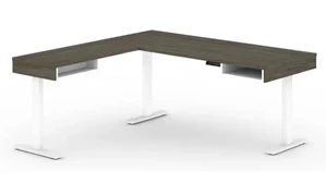 Standing Desks - Electronically Adjustable Bestar 72in W L-Shaped Standing Desk
