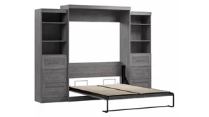Murphy Beds - Queen Bestar Office Furniture 115in W  Queen Murphy Wall Bed and 2 Storage Units with Drawers