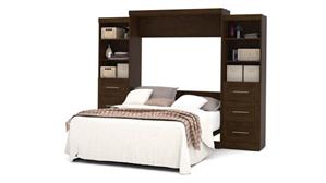 Murphy Beds - Queen Bestar Office Furniture 115in W  Queen Murphy Wall Bed and 2 Storage Units with Drawers