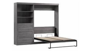 Murphy Beds Bestar Office Furniture 96in W Full Murphy Wall Bed and Storage Unit with Drawers