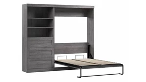 Murphy Beds - Full Bestar Office Furniture 96in W Full Murphy Wall Bed and Storage Unit with Drawers