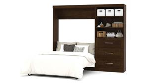 Murphy Beds - Full Bestar Office Furniture 96in W Full Murphy Wall Bed and Storage Unit with Drawers