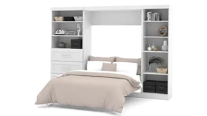 Murphy Beds - Full Bestar Office Furniture 120in W Full Murphy Wall Bed, 1 Storage Unit with Shelves, and 1 Storage Unit with Drawers