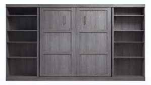 Murphy Beds - Full Bestar Office Furniture 109in W Full Murphy Wall Bed with 2 Storage Units
