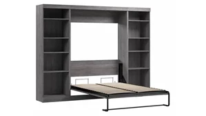 Murphy Beds - Full Bestar Office Furniture 109in W Full Murphy Wall Bed with 2 Storage Units