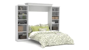Murphy Beds - Queen Bestar Office Furniture 115in W Queen Murphy Wall Bed and 2 Storage Units