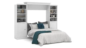 Murphy Beds - Queen Bestar Office Furniture 115in W Queen Murphy Wall Bed and 2 Storage Units with Doors