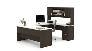 U Shaped Desks with Hutch Bestar U-Shaped Desk