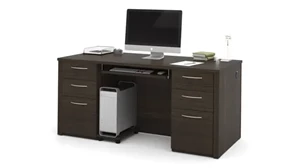 Stand-Alone Double Pedestal Desks Bestar 66in Executive Desk Kit