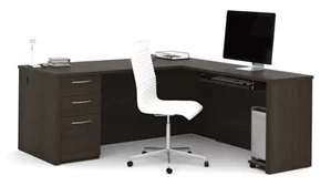 L Shaped Single Pedestal Desks Bestar 72in W L-Shaped Desk with Pedestal