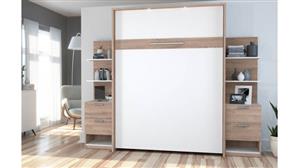 Murphy Beds - Queen Bestar Office Furniture 105in W Queen Murphy Bed with Nightstands and Floating Shelves